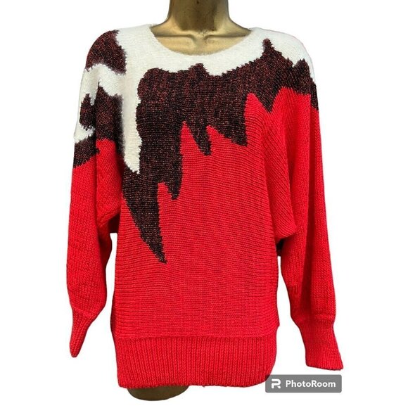 Vintage Christine Glam Sweater S Oversize Metallic Fuzzy Cozy Punk Rock Vampire - Picture 1 of 7